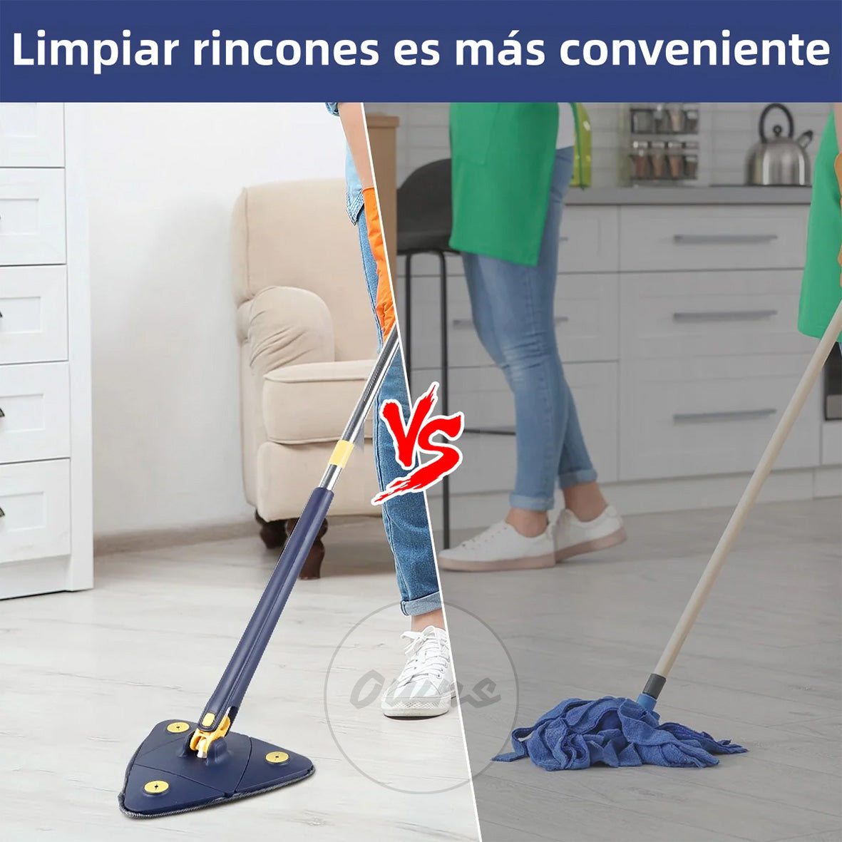 Mopa TriClean - Limpieza profunda 360° - Elimina polvo y suciedad de rincones en segundos