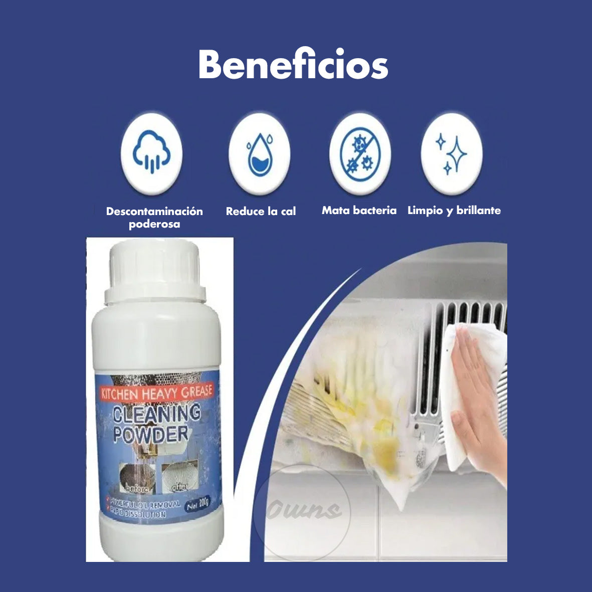 Polvo Limpiador UltraClean – Quita aceite y manchas – Superficies relucientes en minutos
