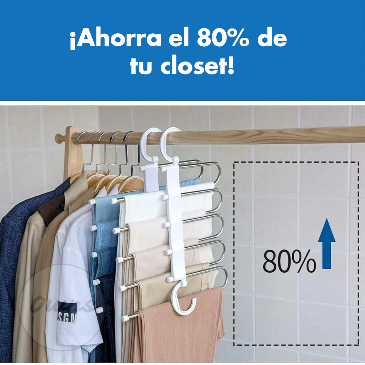 Percha 5 en 1 MaxOrder – Ahorra espacio – Transforma tu armario pequeño en un clóset funcional en minutos