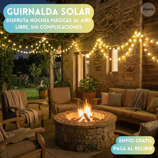 Guirnalda Solar Elara™ 3 Mts – Ambiente exterior cálido sin cables ni gasto