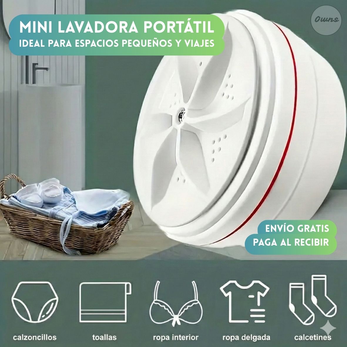 Mini Lavadora GoWash™ – Lavado portátil para departamentos y viajes
