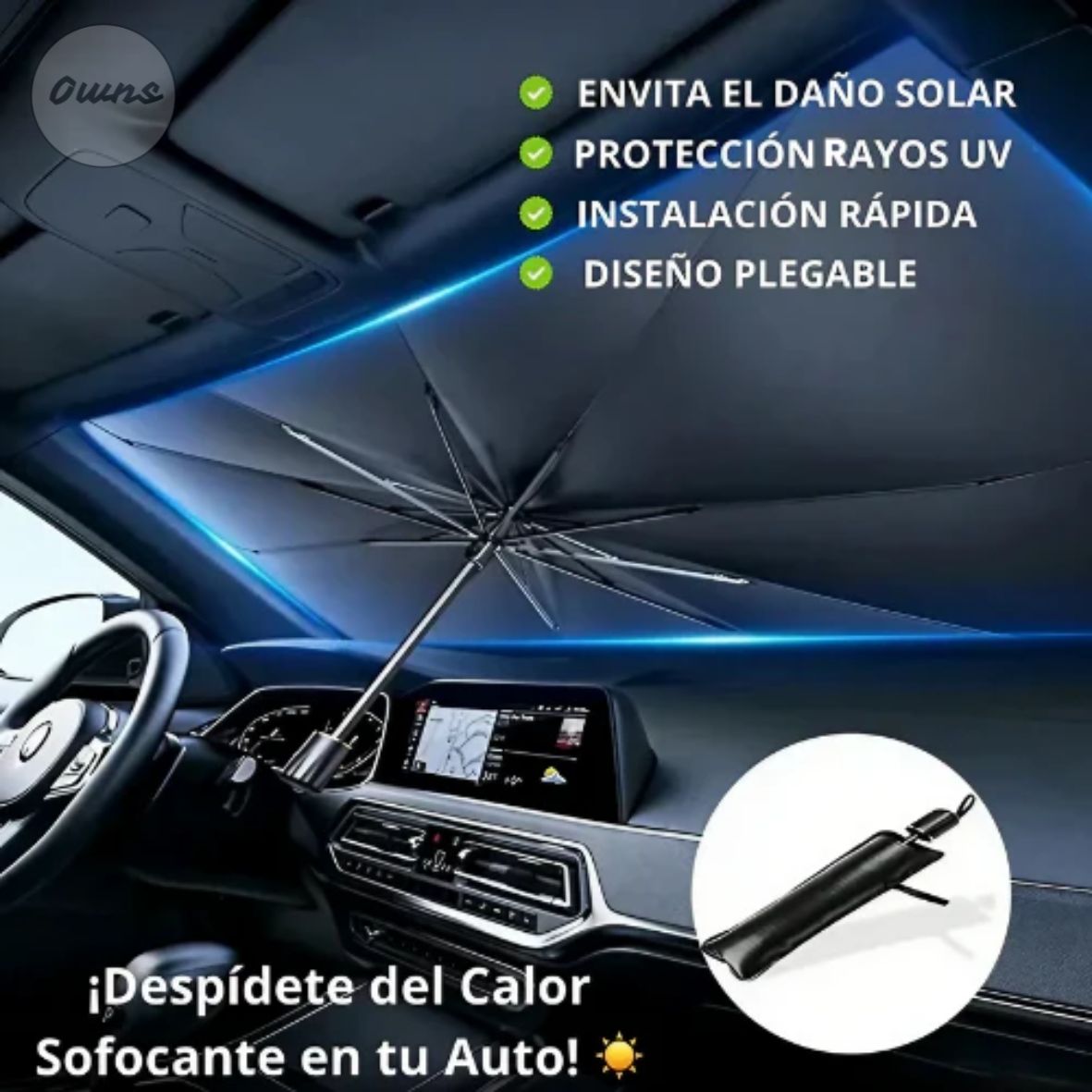 Parasol CoolDrive™ – Mantén tu auto y tus viajes siempre frescos