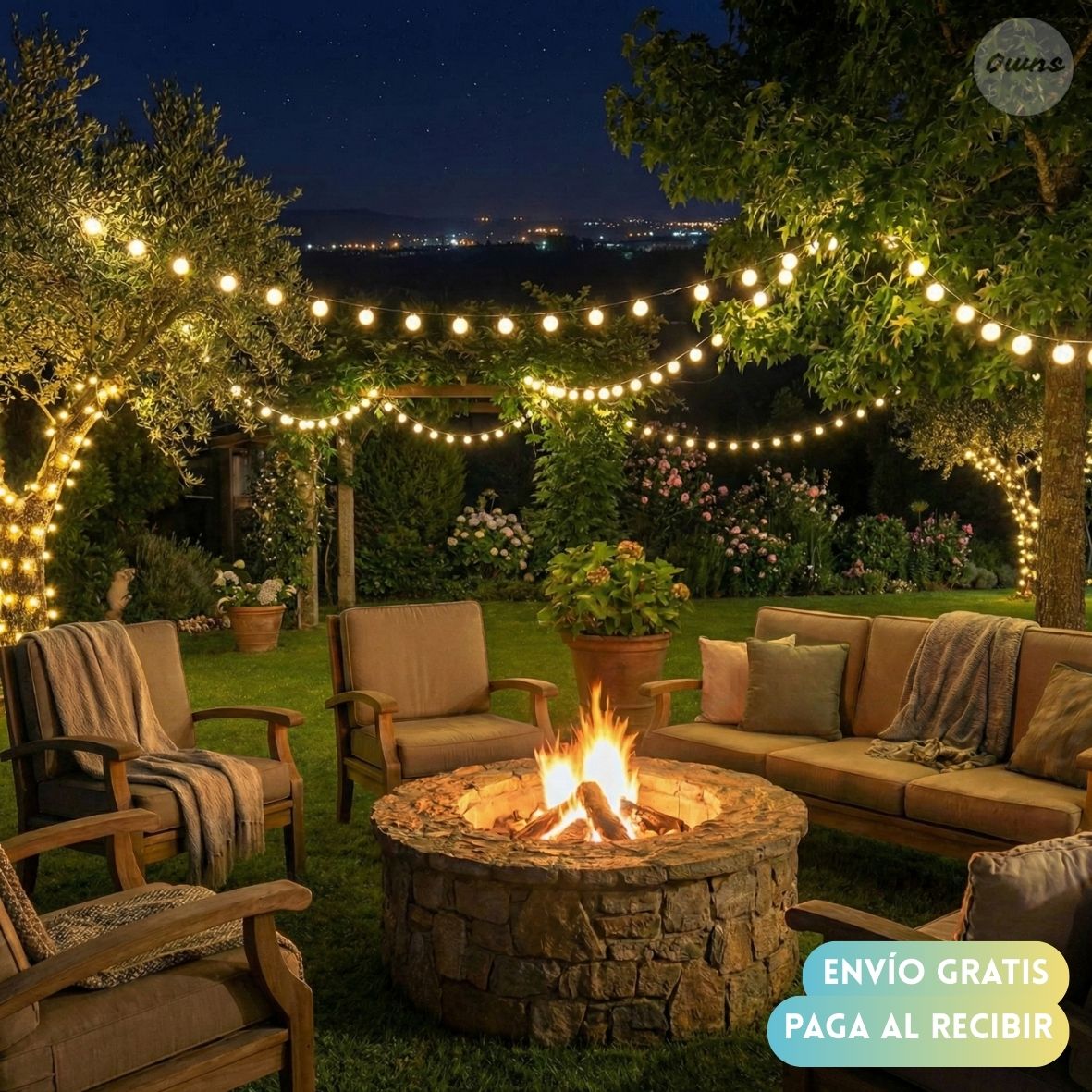 Guirnalda Solar Elara™ 3 Mts – Ambiente exterior cálido sin cables ni gasto
