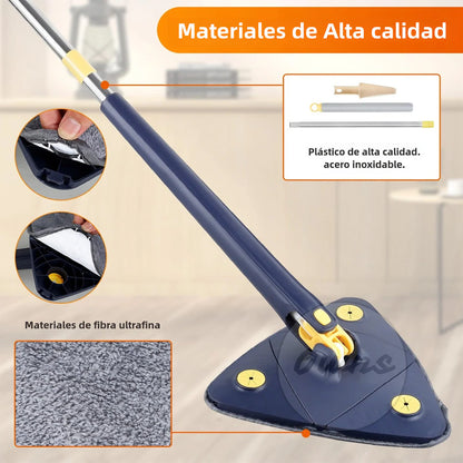 Mopa TriClean - Limpieza profunda 360° - Elimina polvo y suciedad de rincones en segundos