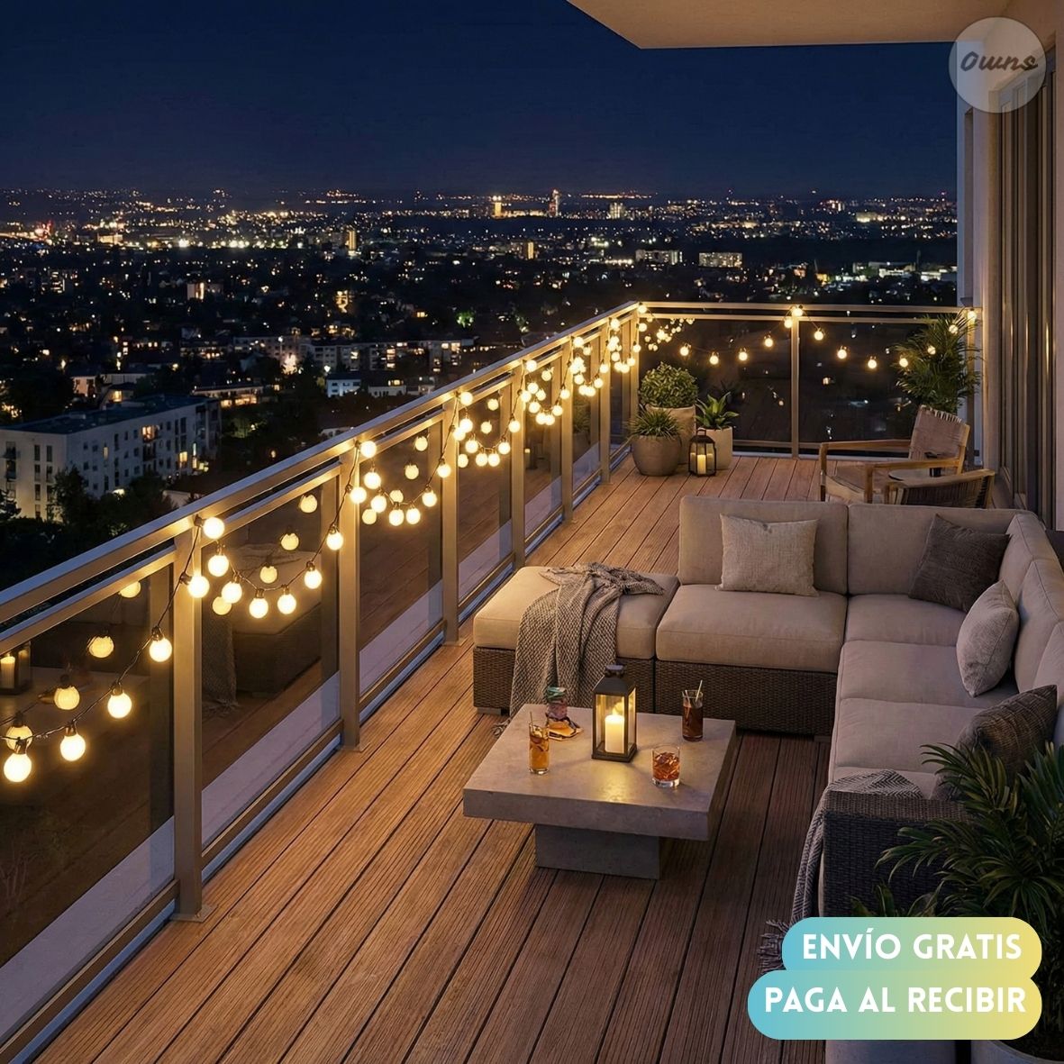 Guirnalda Solar Elara™ 3 Mts – Ambiente exterior cálido sin cables ni gasto