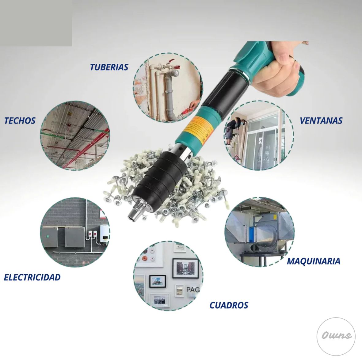 Pistola de Clavos ImpactPro™ (Incluye clavos) – Fija todo al instante, sin cables ni complicaciones