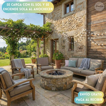 Guirnalda Solar Elara™ 3 Mts – Ambiente exterior cálido sin cables ni gasto