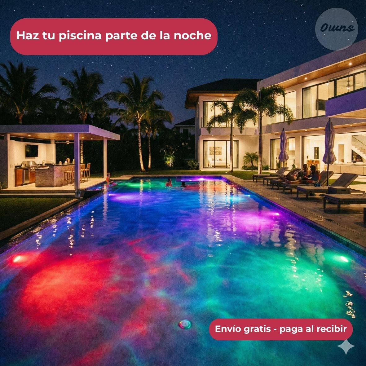 Luz LED Subacuática AquaMood™ – Iluminación decorativa para disfrutar tu piscina de noche