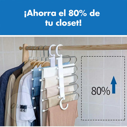 Percha 5 en 1 MaxOrder – Ahorra espacio – Transforma tu armario pequeño en un clóset funcional en minutos