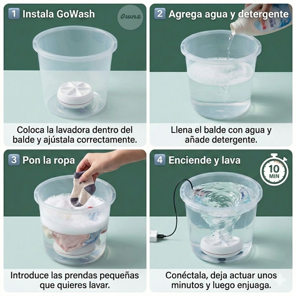 Mini Lavadora GoWash™ – Lavado portátil para departamentos y viajes